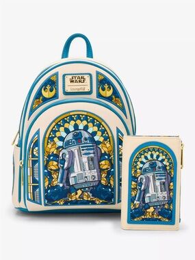 Loungefly Star Wars R2-D2 Stained Glass Portrait Mini Backpack & Wallet